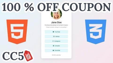 [100% OFF Coupon] Create Your Own Link-in-Bio Website with HTML & CSS